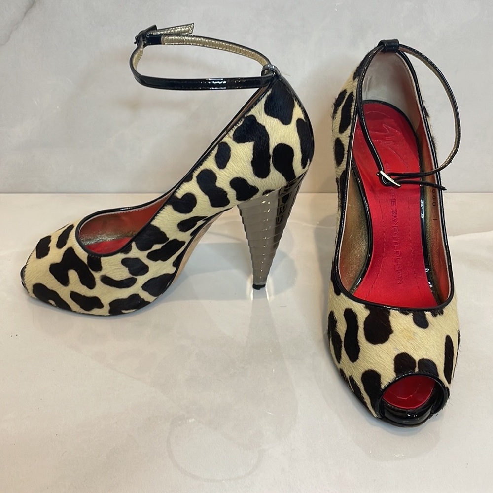 Giuseppe Leopard and Metallic Heels. Size 37 with dust bag & box.